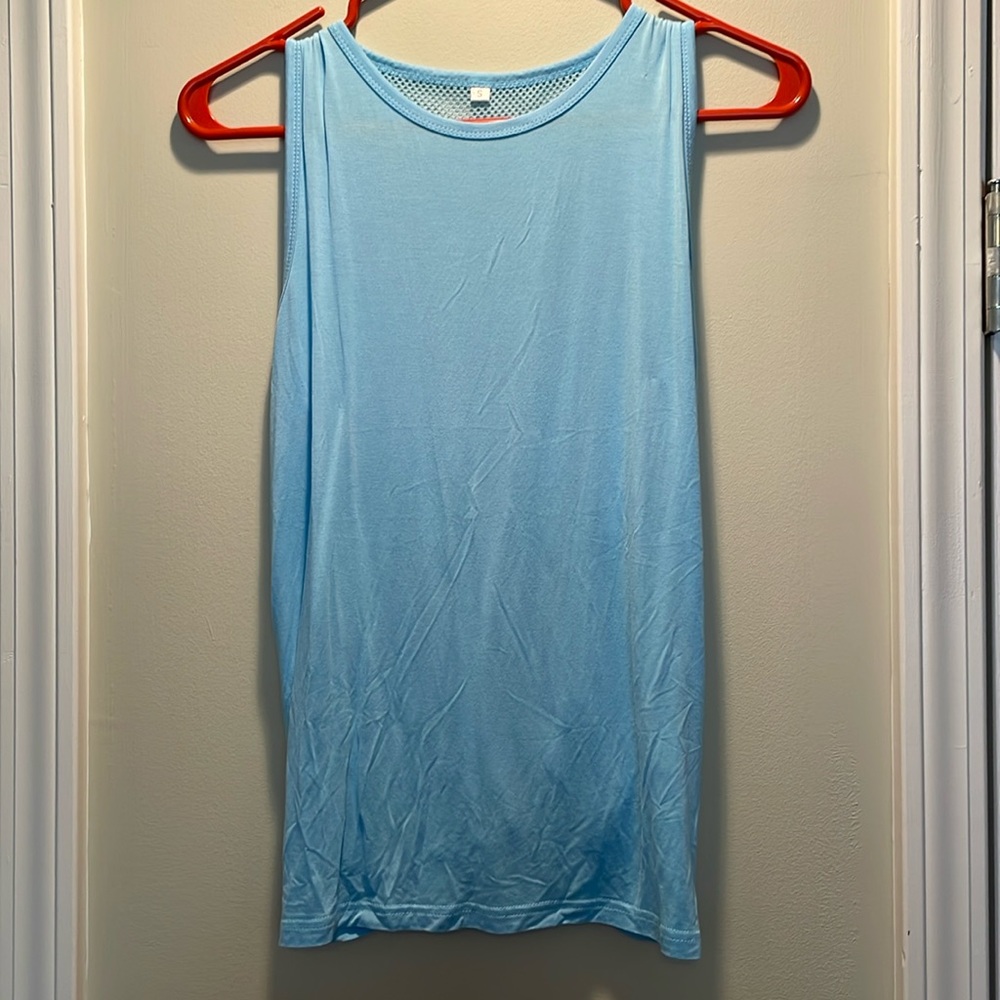 Blue Mesh Back Tank